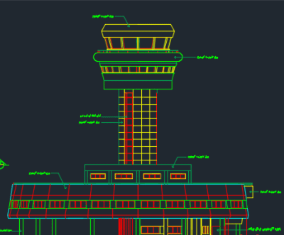 نقشه اتوکد کامل معماری ساختمان برج مراقبت فرودگاه