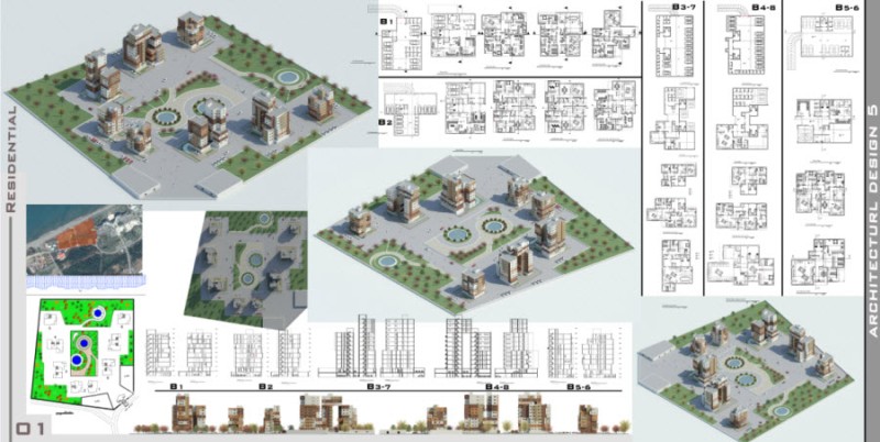 دانلود پروژه طرح ۵ معماری – طراحی شهرک مسکونی ۲۰۰ واحدی – ( ۸ مجتمع مسکونی ) – طراحی معماری ۵